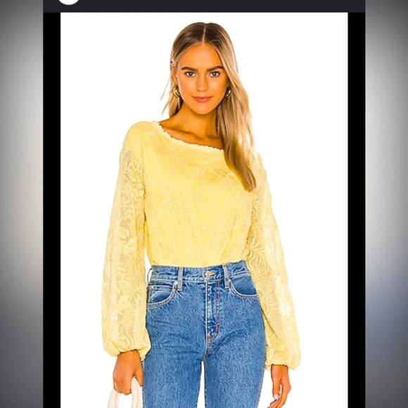 Tularosa yellow Tilly embroidered top M $150 spring boho revolve floral - Picture 1 of 7